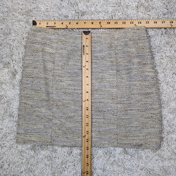 Theory Tweed Metallic Mini Skirt Tan and Gold Size 4 - Picture 6 of 9